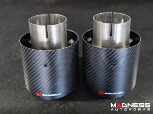 Alfa Romeo Stelvio Custom Exhaust Tips - Ragazzon - Stainless Steel - Carbon Fiber
